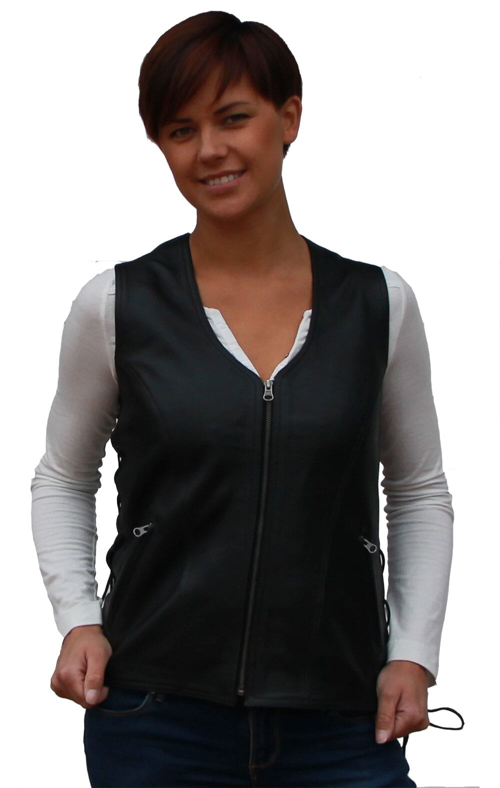SKINNVEST ANDREA (GLIDELÅS I FRONT)