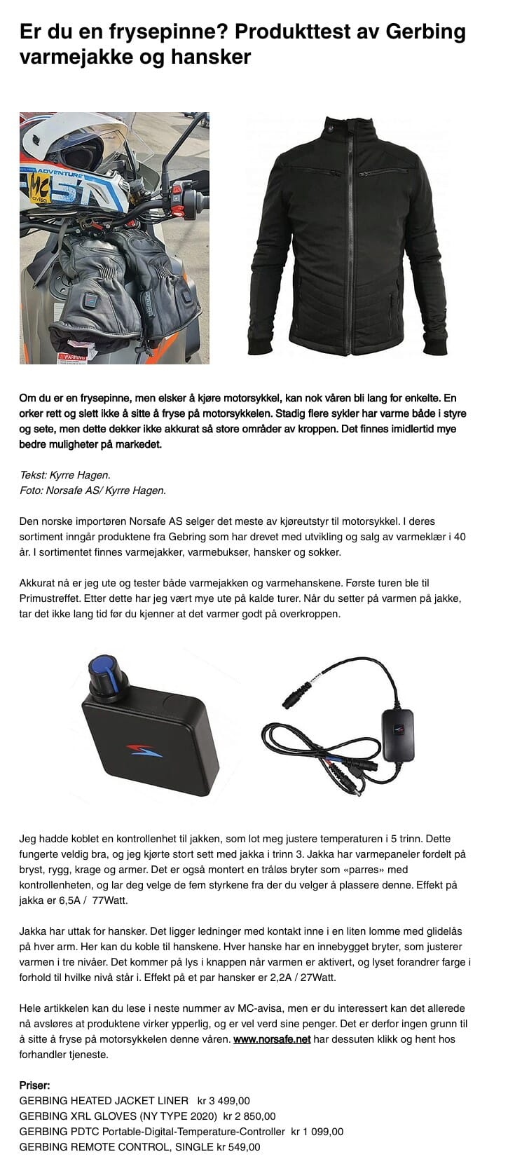 GERBING HEATED JACKET LINER